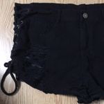 Womens Blush Mark Tie Up Distressed Stretchy Jean Shorts Black Size Large Photo 2