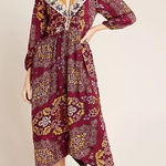 Anthropologie NWT  Maeve Meredith Embroidered Maxi Dress Purple/Orange M Photo 0