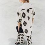 Mango Semi-Transparent Printed Shirt Ecru Tan NWT Size 8/Large Photo 6