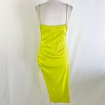 Pretty Little Thing New  Chain Strap Ribbed Ruched Asymmetric Dress Lime Size 8 Photo 12