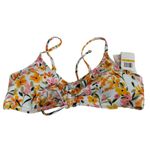 Jessica Simpson Pink Floral Ruched V Neck Sunset Dreaming Swimsuit Top S NWT Photo 2