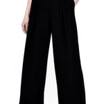 Armani Exchange  Black Elastic Waist Trousers, Wide Leg Size 8 NWT Retail $480 Photo 1