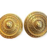Oscar de la Renta  Vintage Goldtone Button Clip On Earrings Photo 0
