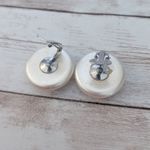 Vintage Clip On Earrings 1 & 1/8" Cream Photo 7