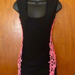 Symphony Black Dress Pink Open Cutout Stitch Sides Bodycon Mini Dress Size Small Photo 8