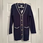 Lovers + Friends NWT- Navy Blue Cable Knit Cardigan Sweater Photo 1