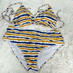 SheIn Curve Plus Size Women's Tye Die Stripe Swimwear Vacation Beach triangle Photo 0