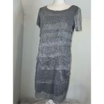 Women’s Metallic Tinsel Silver Shift Tiered Dress 10 Photo 3