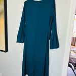 TOME Teal Bell Sleeve Tie Waist Keyhole Neckline Fit & Flare Midi Dress Size 6 Green Photo 11