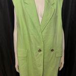 We The Free Green Light Lime Bright Young Things Linen Blazer Vest Large New Photo 1