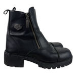 Harley Davidson  Women's Black Leather Block Heel Oil Resistant Booties 8.5 8 1/2 Photo 0
