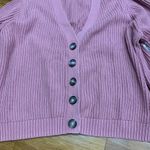 Old Navy  Pink Ribbed V Neck Button Front Cardigan Sweater XL Casual Chunky Knit Photo 1