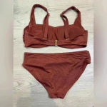 Athleta Women’s Aqualuxe Rust Red Twist Swimsuit Size Bra 36B/C Panties XS Photo 2