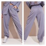 Pretty Little Thing  Charcoal Gray Pinstripe Woven High Waisted Cigarette Pants Photo 1