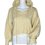 Free People Sweater Womens XS Cream Crop Hoodie Balloon Sleeve Minimal Neutral Photo 0