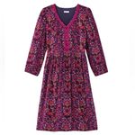J Jill Womens Oversized Floral Peasant Dress Size 2X Boho Artsy Cottage Loose Purple Photo 2
