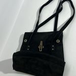 Franchi Black Suede Buckle Front Square Flap Double Handle Shoulder Bag Photo 2