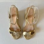 Gucci Aitana GG Marmont Espadrille Platform Wedge Heel Sandals Gold Size EU 37.5 Photo 12
