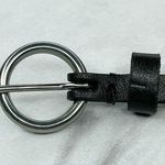 Black Skinny Faux Leather Circle Concho Belt Silver Hardware Large (L) ✨ Photo 5