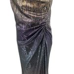 Tadashi Shoji  Sequin‎ Gown Long Ruched Metallic Ombre Gold Purple Size 12 Photo 2
