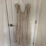 Ulla Johnson  Rissa Ruffle Sleeve Midi Linen Dress In Sand Stripes Photo 2