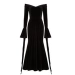 Source Unknown Morticia Addams-style Gothic Velvet Maxi Dress with Dramatic Bell Sleeves XXL Photo 2