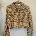 Timing Sage green Plaid Cropped button front shirt medium like new Photo 0