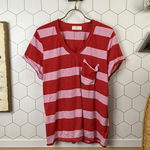 T.La from Anthropologie Pink and Red Striped V Photo 0