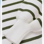 Boutique Brand Size Medium Green and White Striped Turtleneck Long Photo 3