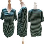 Motherhood Maternity Blue & Green Striped Crossed Front Short Sleeve Top Size XL Photo 1