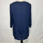 Saint Tropez West  Navy Blue Embroidered 100% Linen Tunic V-Neck Sz M Photo 5