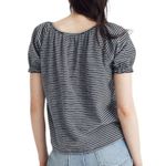 Madewell  Texture & Thread Peasant Top in Navy White Stripe W-516 Sz S Photo 1