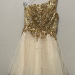 MORILEE SEQUIN ONE SHOULDER SHORT PARTY DRESS Gold Size 4 Photo 0