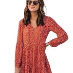 Rails  Everly Carmine Daisies Floral Ruffle Mini Dress Size XXS Photo 0