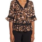 Daniel Rainn NWT DR2 Black Pink Floral Dot Boho Blouse Top Sheer Flowy Crochet Lace New Photo 0