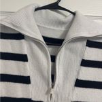 White and Navy Striped Sleeveless Sweater Size M Photo 2