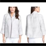 Eileen Fisher  | Silver Metalic Funnel Neck Jacket Petite Medium Photo 1