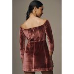 Hutch  Long-Sleeve Square-Neck Velvet Mini Dress Dusty Rose Sz 4 New Photo 2