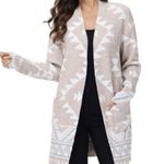 Frye Sweater Ladies Patterned Jacquard Open Front Cardigan Size XL Light Tan Photo 8