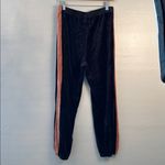 Monrow Neptune Womens Velour Jumpsuit joggers with stripe no size Navy Brown Blue Photo 4