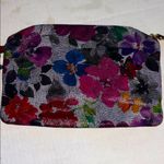 LODIS BRAND FLORAL LEATHER WRISTLET SOFT LEATHER GOLD HARDWARE ZIP CLOSURE Black Photo 5