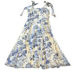 Reformation Twilight Dress White Blue Floral Print Tie Shoulders Size 12 Womens Photo 1