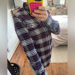 Jachs Girlfriend  Lena Plaid Flannel Distressed Button Down Shirt Photo 1