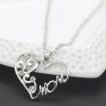 I Love You Mom Silver Heart Necklace Photo 0