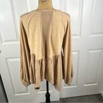 Umgee Sz L  NWOT Tan Baby Doll Mixed Media Crewneck Photo 5