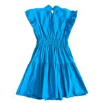 Line and Dot  Ruffle Mini Dress in Blue, Size M Photo 7