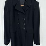 Ann Taylor Vtg LOFT 100% Wool Double Breasted Blazer Jacket Sz 10 Black Academia Photo 0