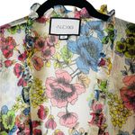 Alexis  Floral Tie Front Ruffle Top Long Sleeve Sheer Boho Size Small Photo 2