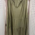 Wonderly  Olive Green Tiered Smocked V Neck Sleeveless Tank Top Women's L Photo 0