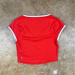 Old Navy ‎ Active Powersoft Crop Top Women’s Small Red White Trim V-Neck Go-Dry Photo 2